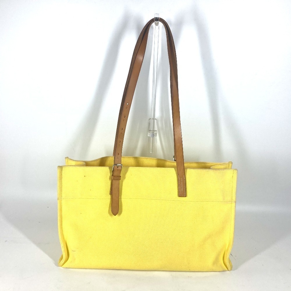 HERMES Etrivier Elan Tote Bag Shoulder Leather Canvas Women's Yellow D-241018-16 - Picture 1 of 13